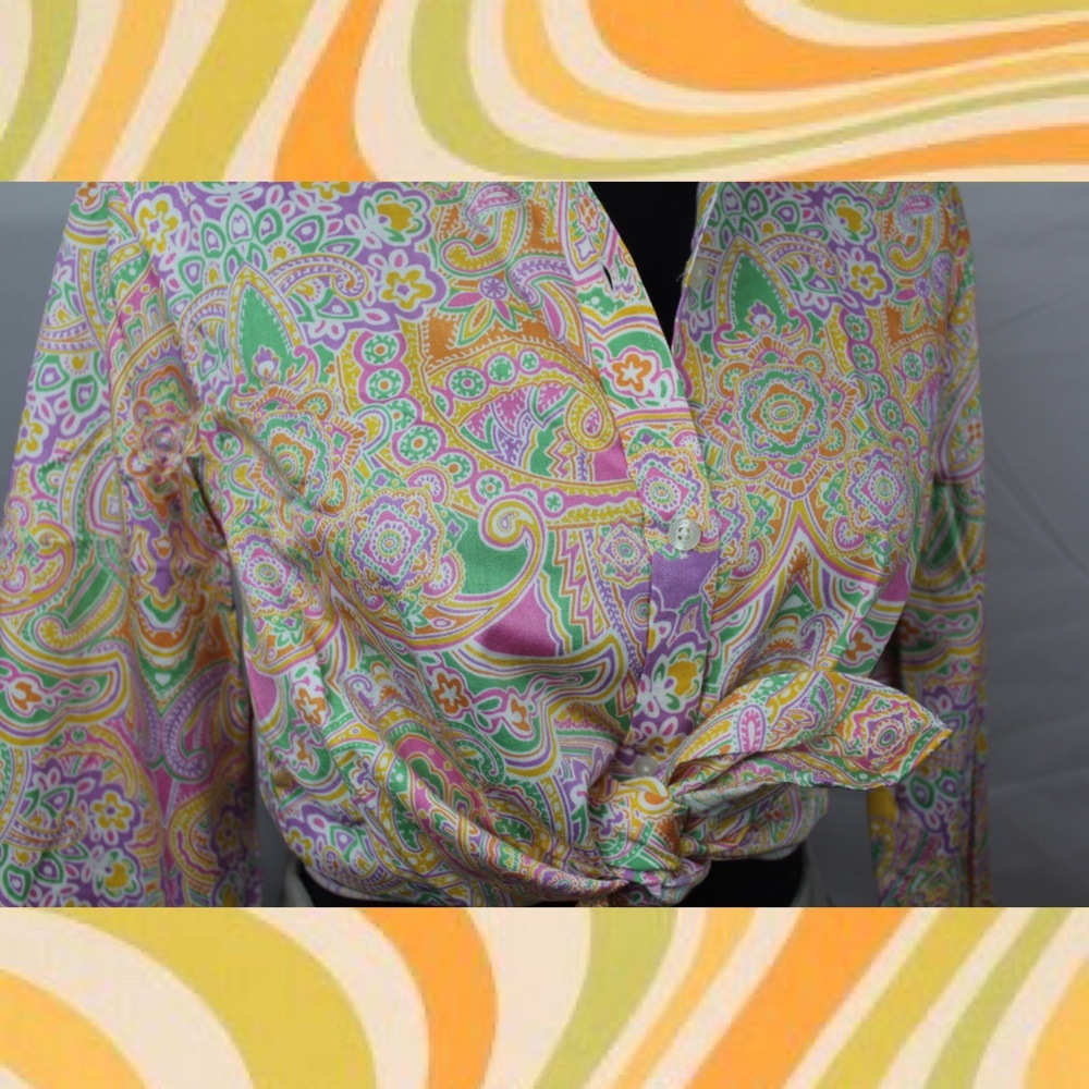 VTG UNISEX Chaps funky retro long sleeve button up